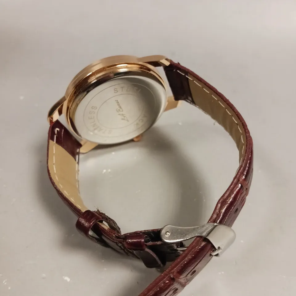MENS LA BANUS WATCH – GOLD COLOUR CASE – LEATHER STRAP