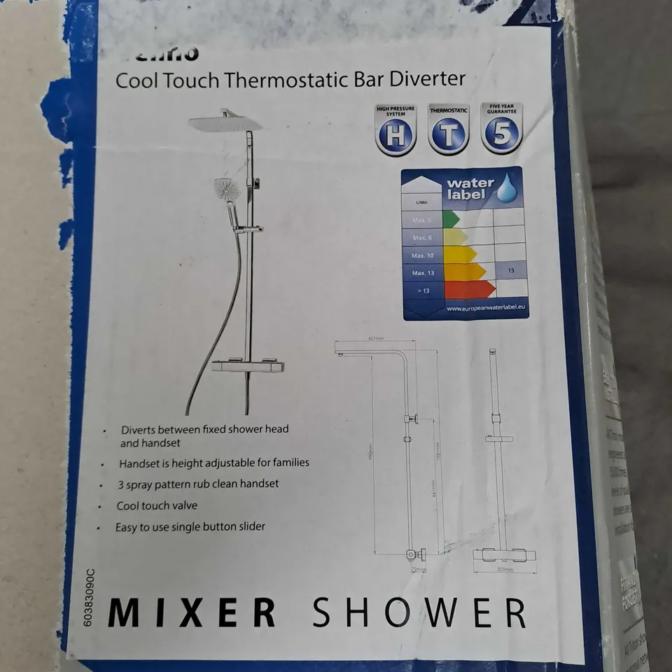 BOXED TRITON VELINO COOL TOUCH THERMOSTATIC BAR DIVERTER