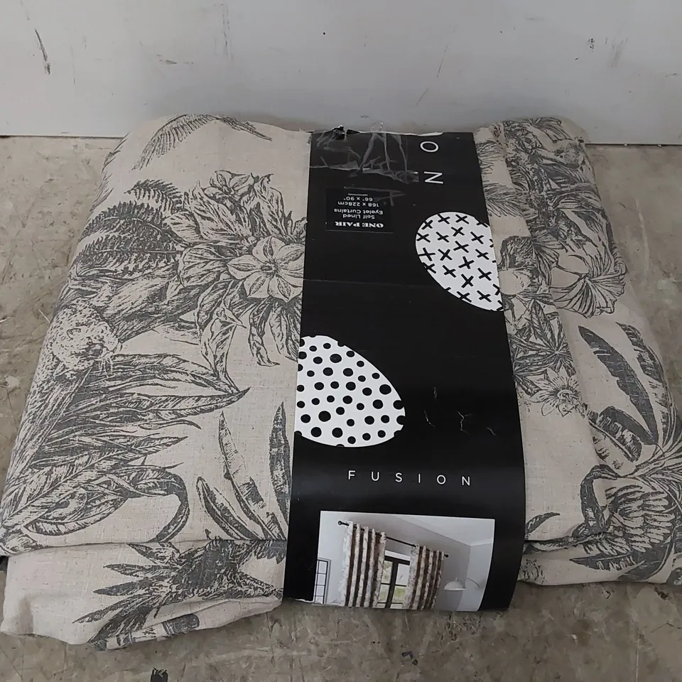 CHANIKYA COTTON BLEND SELF LINED EYELET ROOM DARKENING CURTAINS // 168 X 228CM