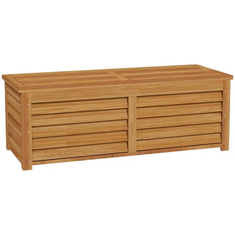 BOXED OUTSUNNY 130cm W 47.5L WATER RESISTANT FIR SOLID WOOD DECK BOX IN BROWN (1 BOX)