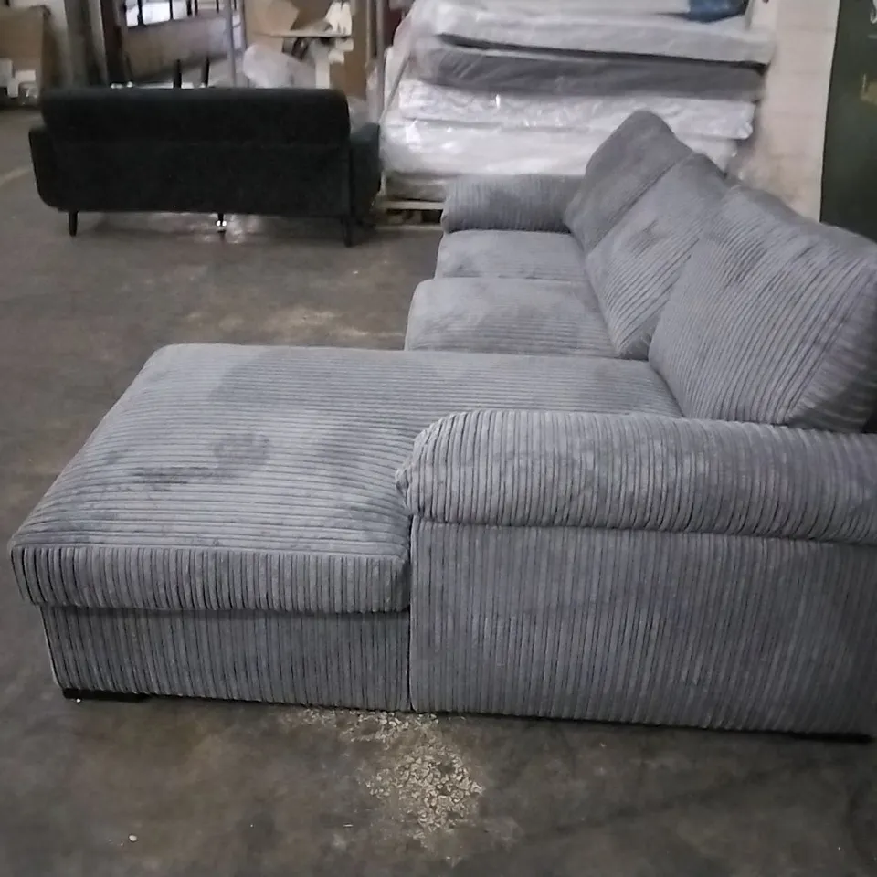 QUALITY DESIGNER  AMALFI STANDARD BACK FABRIC RIGHT HAND CORNER CHAISE SOFA - CHARCOA