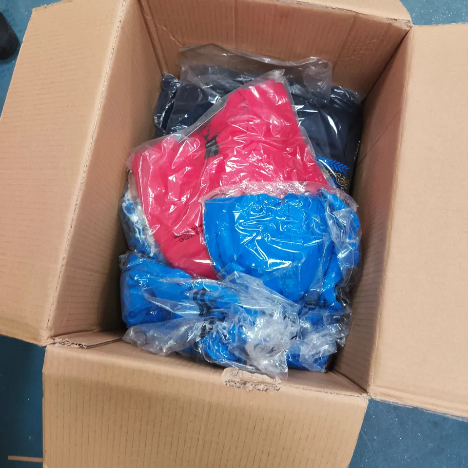 BOX OF APPROXIMATELY 25 ASSORTED CLOTHING ITEMS TO INCLUDE: ARCTIC STORM COAT