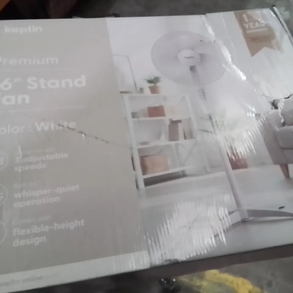BOXED KEPLIN 16 INCH PEDESTAL FAN WHITE