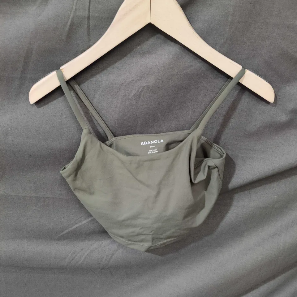 ADANOLA WOMEN'S SPORTS BRA TOP – OLIVE/GREY, SIZE SMALL
