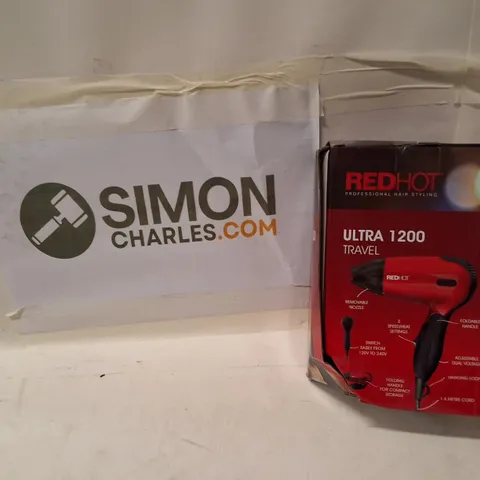 RED HOT ULTRA 1200 TRAVEL HAIR DRYER – BOXED