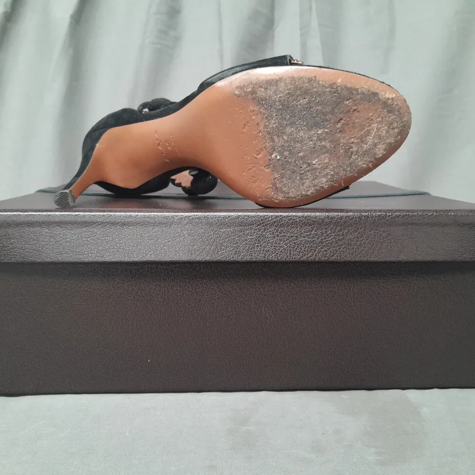 BOXED PAIR OF ALAIA PARIS OPEN TOE HIGH SANDALS IN BLACK EU SIZE 40