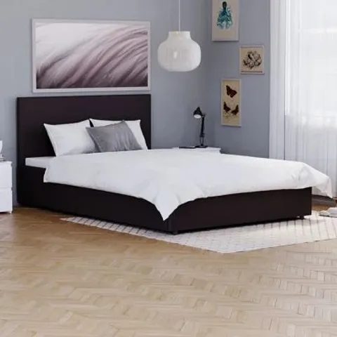 BOXED WILNA UPHOLSTERED OTTOMAN BED -BLACK- (3 BOXES)
