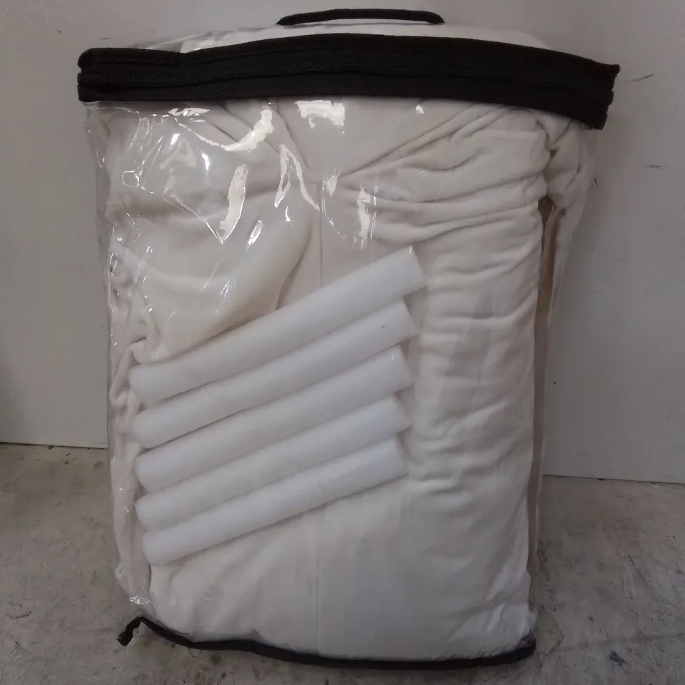 BAGGED BOX CUSHION SOFA SLIPCOVER FOR A 3-SEATER SOFA, CREAM 