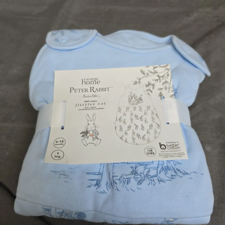 PETER RABBIT BABY SLEEPING BAG - 6-18 MONTHS - 1 TOG - BLUE