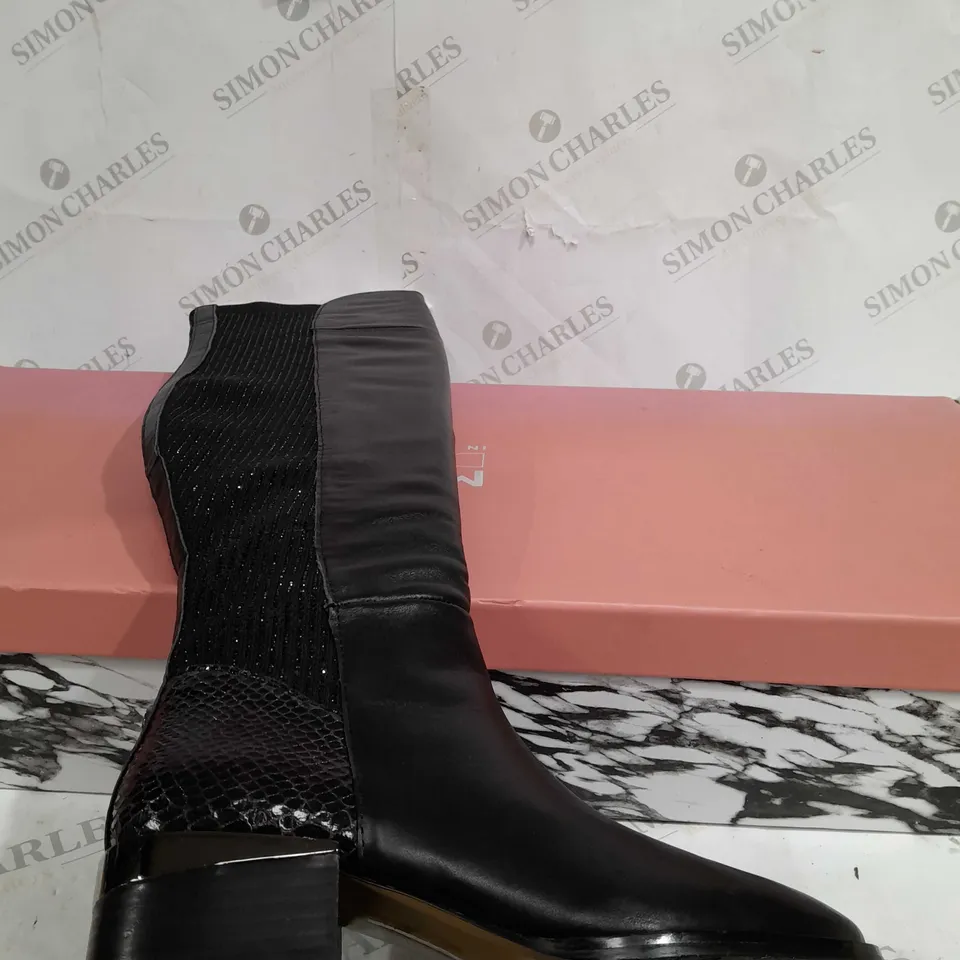 MODA IN PELLE ZARRA ELASTICATED OVER-THE-KNEE GLITZ ZIP BOOTS UK SIZE 5