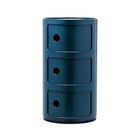 BOXED LIVING AND HOME CYLINDRICAL MULTI-TIERED STORAGE 3 DRAWER UNIT BLUE