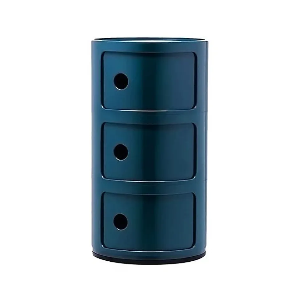 BOXED LIVING AND HOME CYLINDRICAL MULTI-TIERED STORAGE 3 DRAWER UNIT BLUE