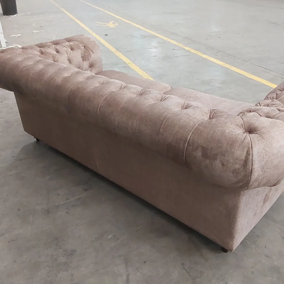 LAURA CHESTERFIELD FABRIC 3 SEATER SOFA - NATURAL  RRP £1849