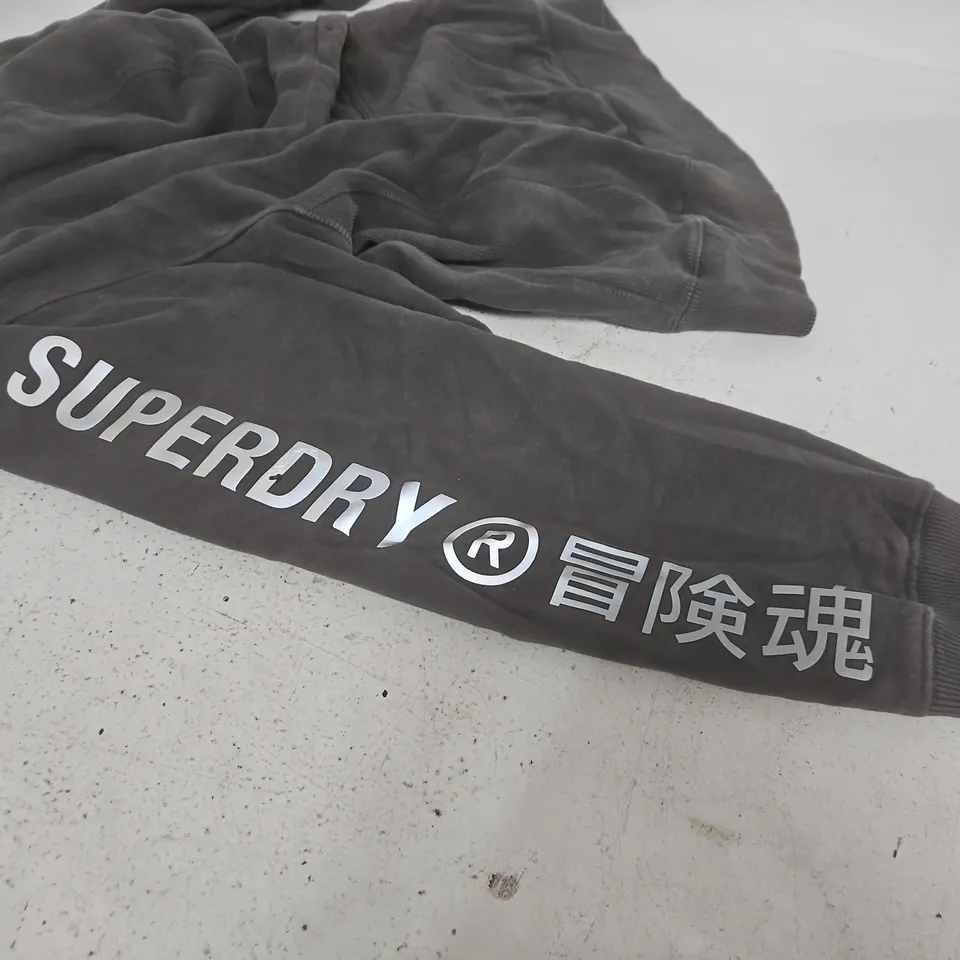 SUPERDRY LOGO SLEEVED HOODIE IN GREY - 3XL