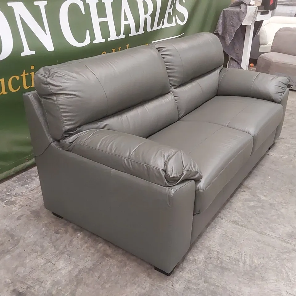 AMBROSE LEATHER 3 SEATER SOFA - ELEPHANT GREY  RRP £1299