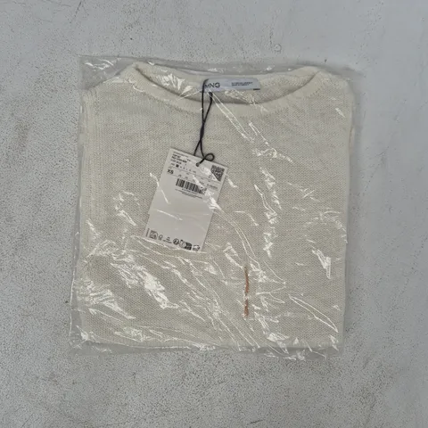 BAGGED MANGO LACE DETAIL KNIT TOP IN WHITE SIZE XS