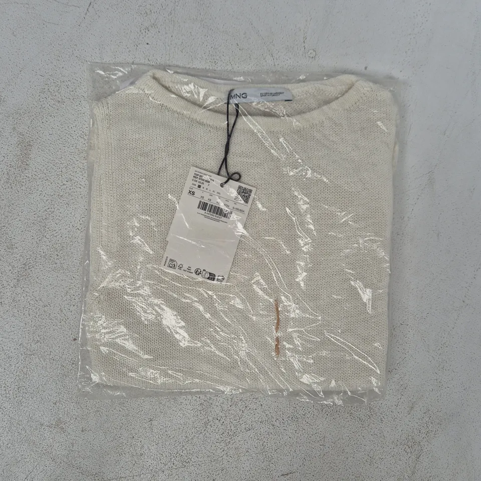 BAGGED MANGO LACE DETAIL KNIT TOP IN WHITE SIZE XS