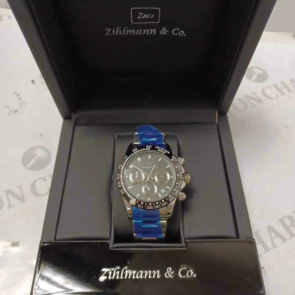 ZIHLMANN & CO BLACK TRIPLE DIAL BRACELET STRAP WRISTWATCH