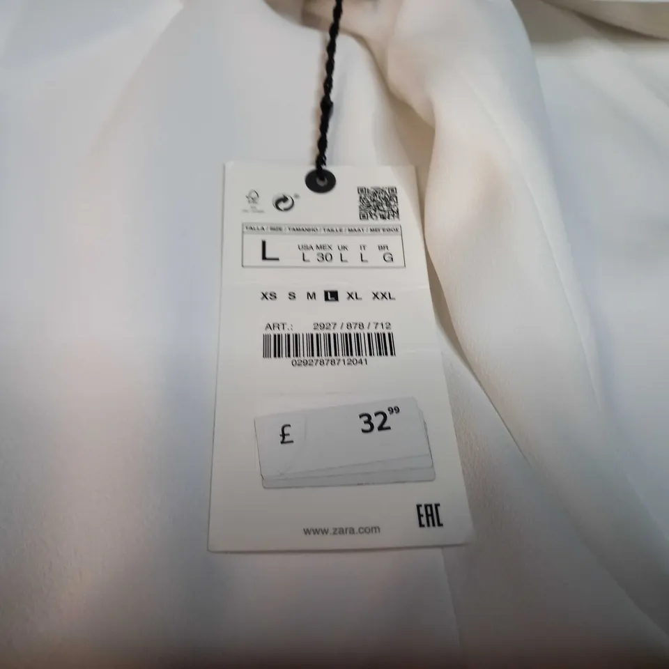 ZARA WHITE TAILORED TROUSERS - LARGE