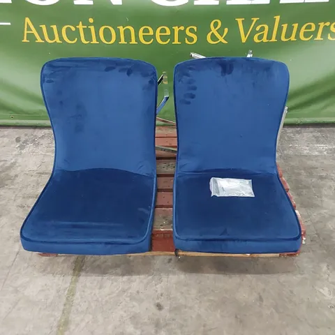 SET OF 2 ROCCO DINING CHAIRS IN ROYAL BLUE VELVET WITH CHROME LEGS