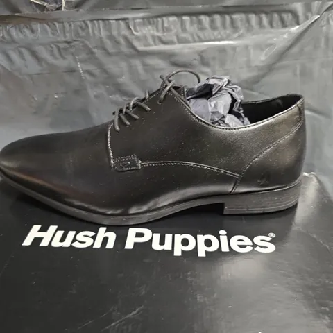 HUSH PUPPIES EZRA PLAIN TOE LEATHER SHOES – BLACK, UK 7 (US 8, EUR 41)