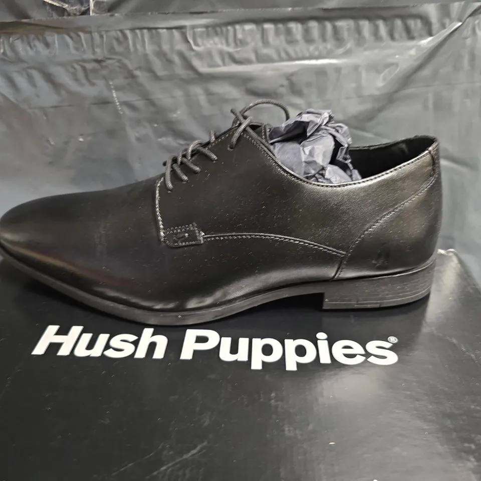 HUSH PUPPIES EZRA PLAIN TOE LEATHER SHOES – BLACK, UK 7 (US 8, EUR 41)