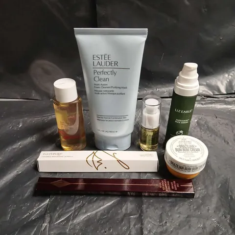 LOT OF 7 ASSORTED COSMETIC PRODUCTS TO INCLUDE - SOL DE JANEIRO BRAZILLIAN BUM BUM CREAM - TROPIC HAIR SMOOTH - LIZ EARLE SUPERSKIN FACE SERUM - ETC