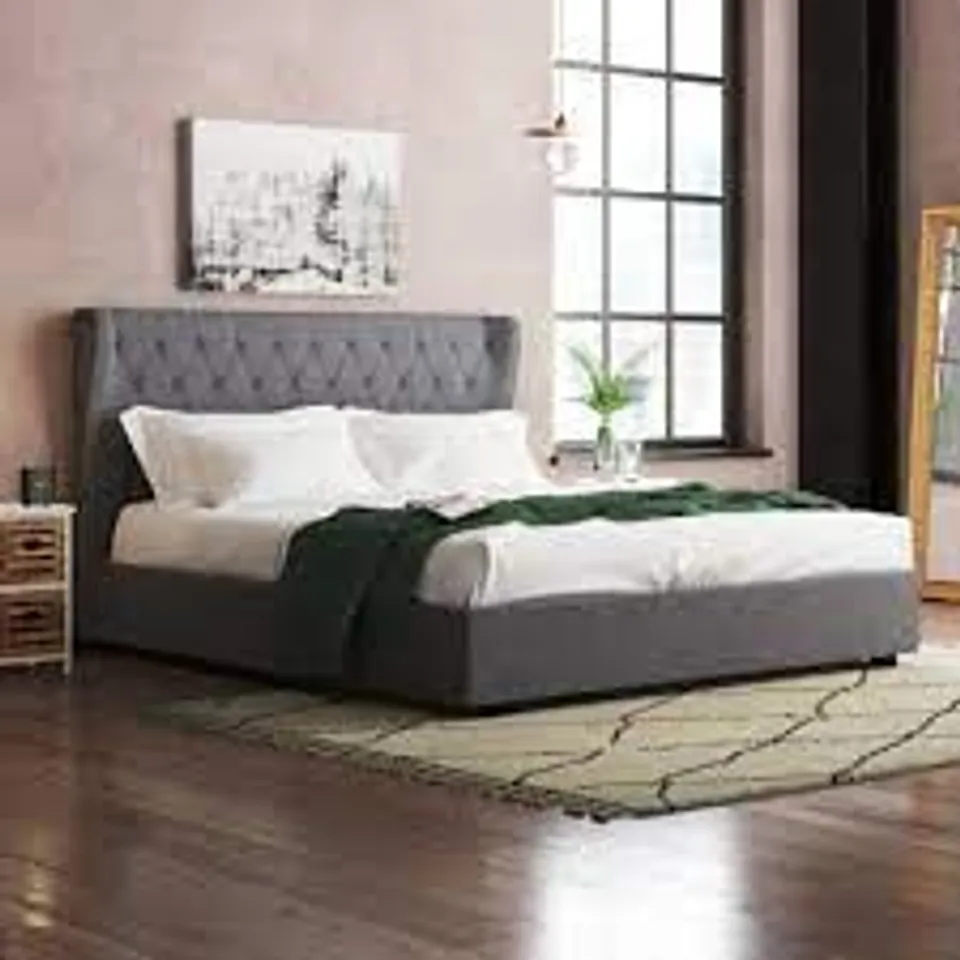 BOXED DION UPHOLSTERED KINGSIZE OTTOMAN BED FRAME (2 BOXES)