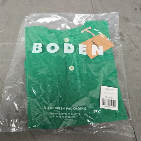 BODEN KIDS GREEN POLO SHIRT, 3-4Y (104 CM)
