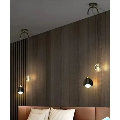 BOXED 2-LIGHT SPHERE CHANDELIER CEILING LIGHT WITH CRYSTAL ACCENTS - BLACK (1 BOX)