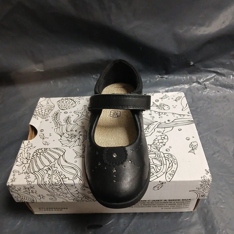 CLARKS BLACK MARY JANE SHOES FOR GIRLS – VELCRO STRAP (UK KIDS SIZE) 10F