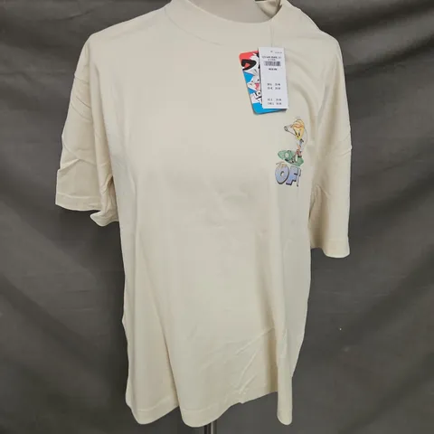HOLLISTER X LOONEY TUNES HEAVYWEIGHT BOXY FIT TSHIRT IN BEIGE SIZE M