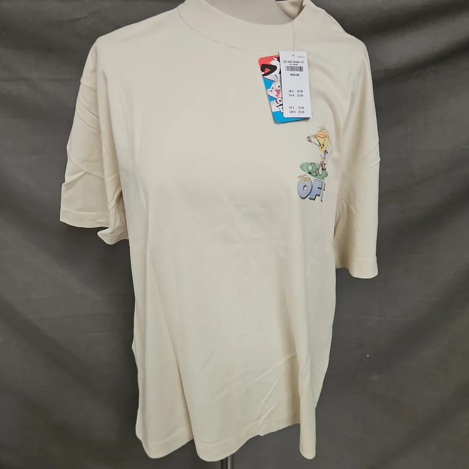 HOLLISTER X LOONEY TUNES HEAVYWEIGHT BOXY FIT TSHIRT IN BEIGE SIZE M