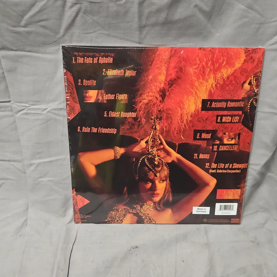 SEALED THE LIFE OF A SHOWGIRL – TAYLOR SWIFT PORTOFINO ORANGE GLITTER VINYL LP