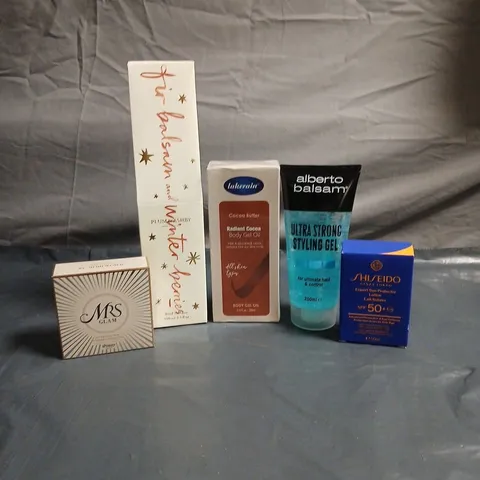 APPROXIMATEY 20 ASSORTED HEALTH AND BEAUTY PRODUCTS TO INCLUDE - BPERFECT MRS GLAM POWDER FOUNDATION - ALBERTO BALSAM ULTRA STRONG STYLING GEL AND LAKERAIN COCOA BUTTER BODY GEL OIL