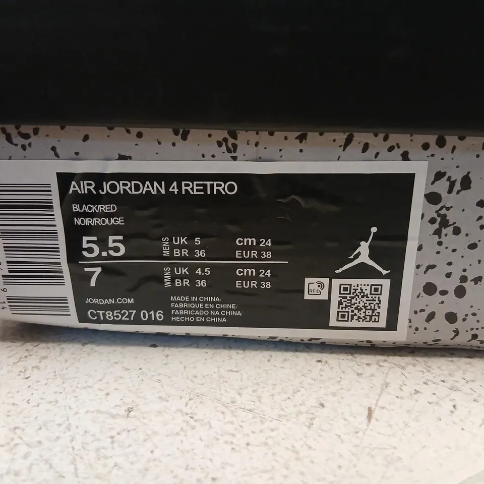 AIR JORDAN 4 RETRO – BLACK/RED, UK 5