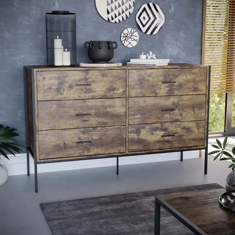 BOXED OSCAR 6 DRAWER WIDE INDUSTRIAL CHEST OF DRAWERS (2 BOXES)