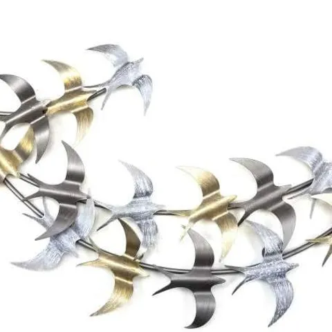 BOXED NEW - CONTEMPORARY METAL WALL ART DÉCOR SCULPTURE - LARGE FLYING SWALLOW BIRDS