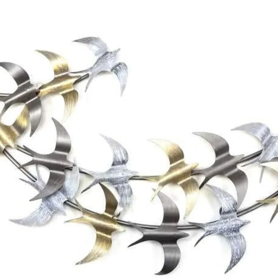 BOXED NEW - CONTEMPORARY METAL WALL ART DÉCOR SCULPTURE - LARGE FLYING SWALLOW BIRDS