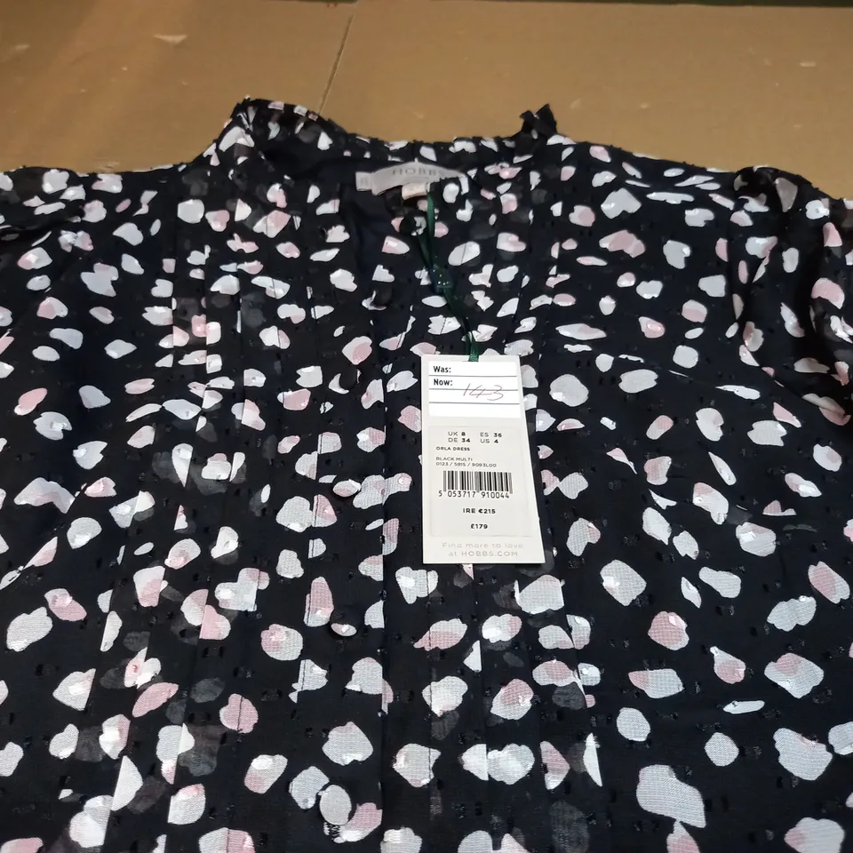 HOBBS LONDON ORLA DRESS MULTI BLACK - UK 8