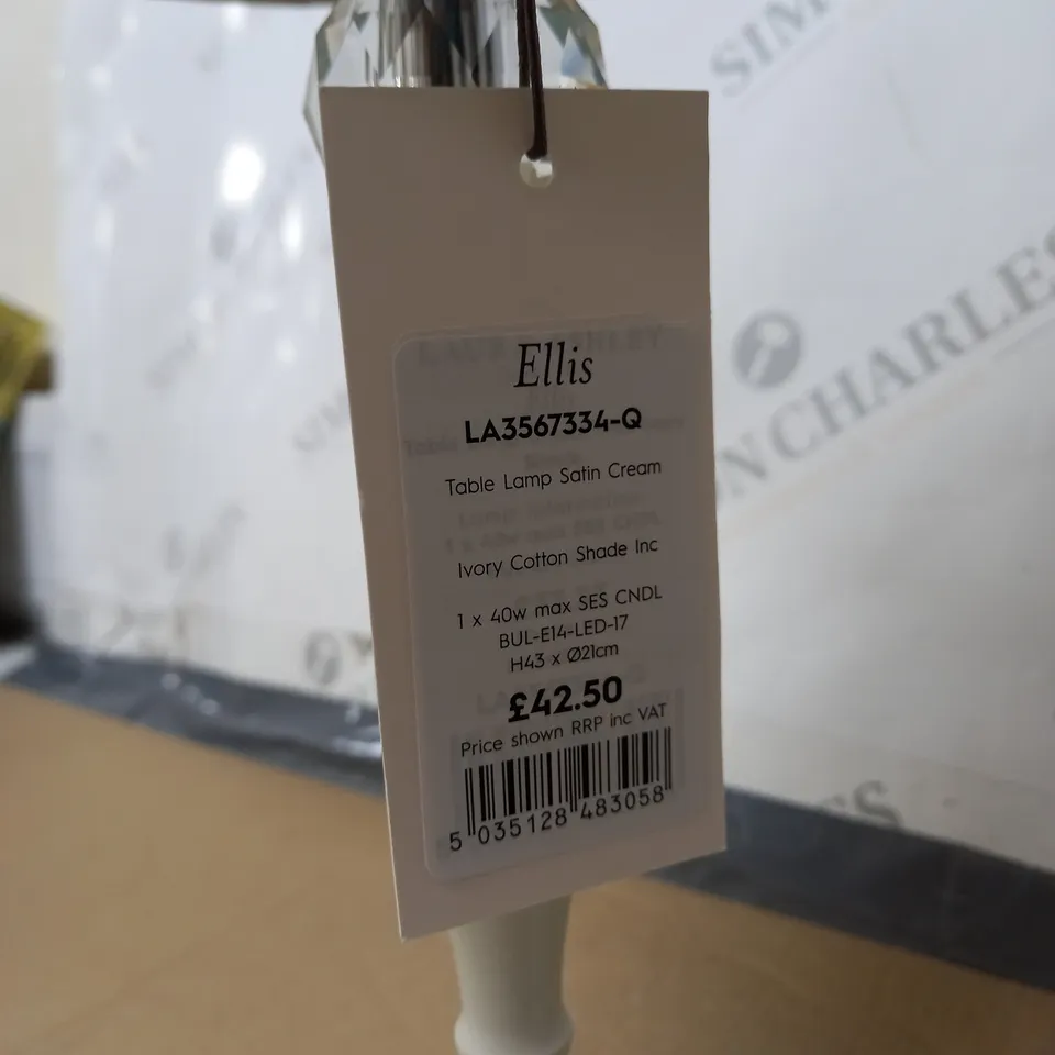 UNBOXED LAURA ASHLEY ELLIS TABLE LAMP IN SATIN CREAM