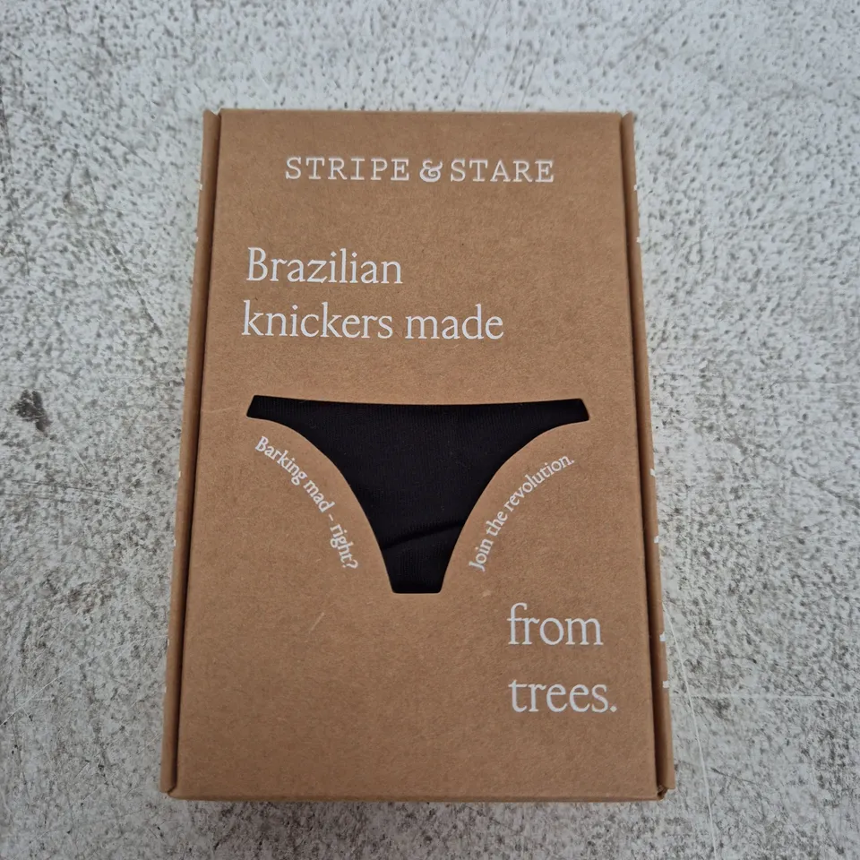 STRIPE & STARE KNICKERS – BLACK – UK SIZE S