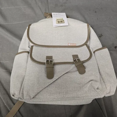 MYBABIE OATMEAL HERRINGBONE BACKPACK CHANGING BAG