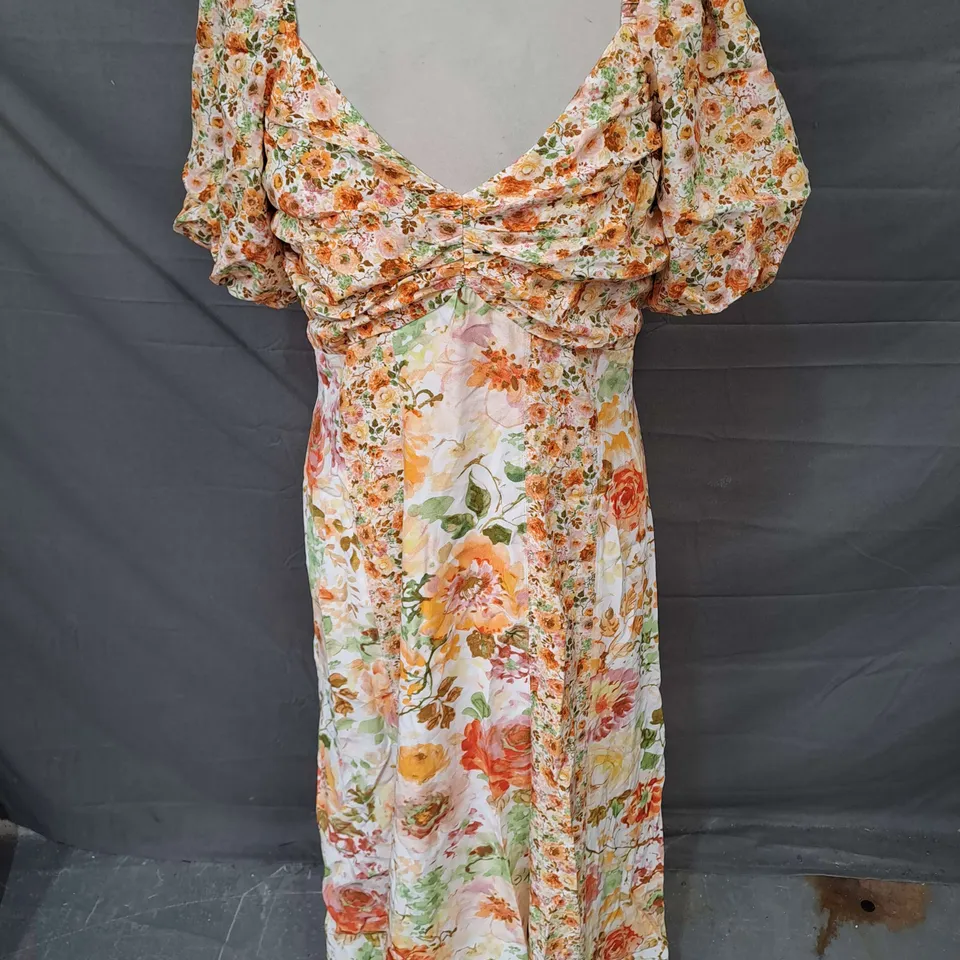 NOBODY'S CHILD PEONY CHIFFON MIDAXI DRESS IN YELLOW FLORAL PRINT SIZE 10