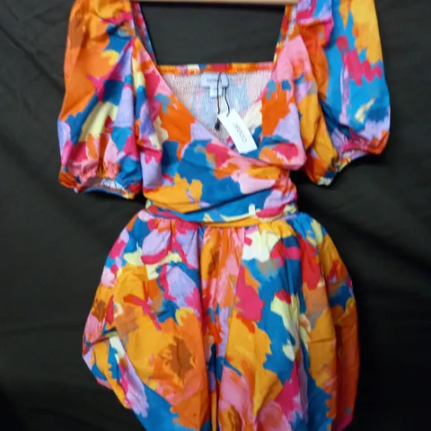COAST COTTON PUFF BALL WRAP MINI DRESS - UK 8