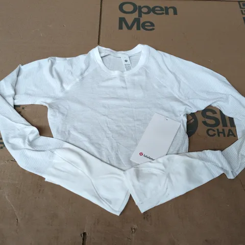 LULULEMON SWIFTLY TECH CROPPED LONG SLEEVE 2.0 IN WHITE - SIZE 4