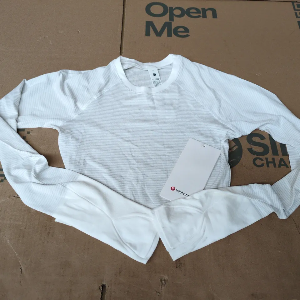 LULULEMON SWIFTLY TECH CROPPED LONG SLEEVE 2.0 IN WHITE - SIZE 4