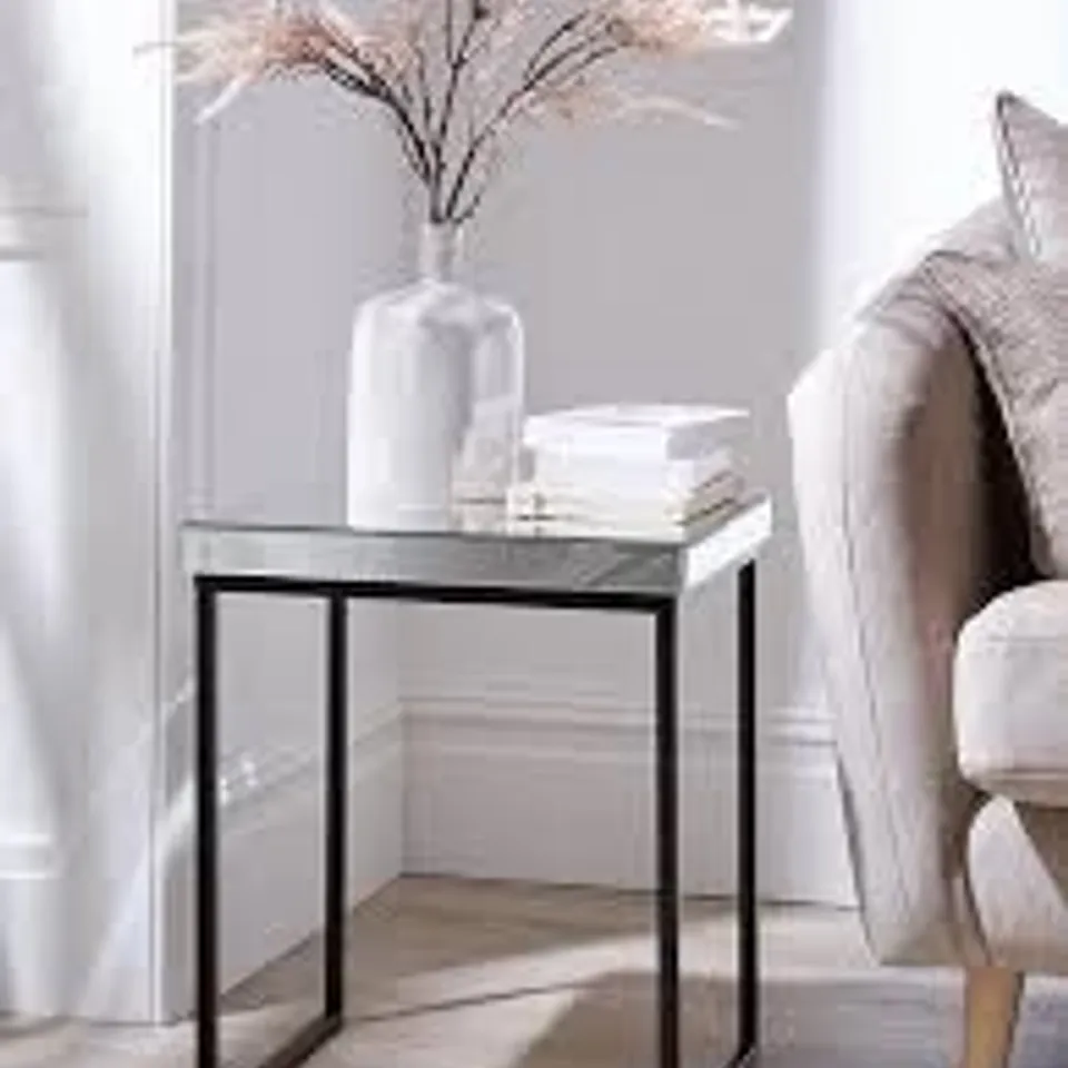 BOXED ANYA MIRRORED SIDE TABLE - BLACK - COLLECTION ONLY