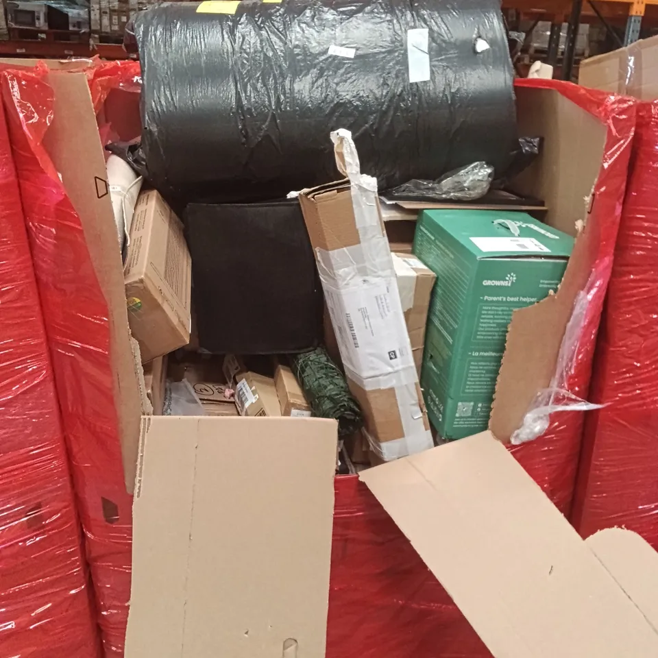 PALLET OF ASSORTED HOUSEHOLD GOODS AND PRODUCTS TO INCLUDE; SMART TOWER FAN, AIR CONDITIONER, BOXED FURNITURE ETC