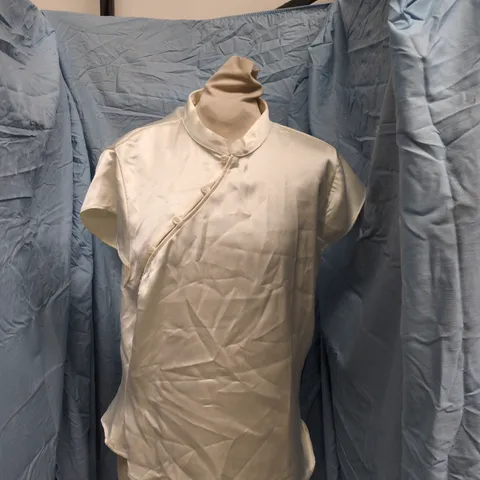 ZARA WHITE SATIN BLOUSE – WOMEN'S XL (EUR/USA) MADE IN MOROCCO